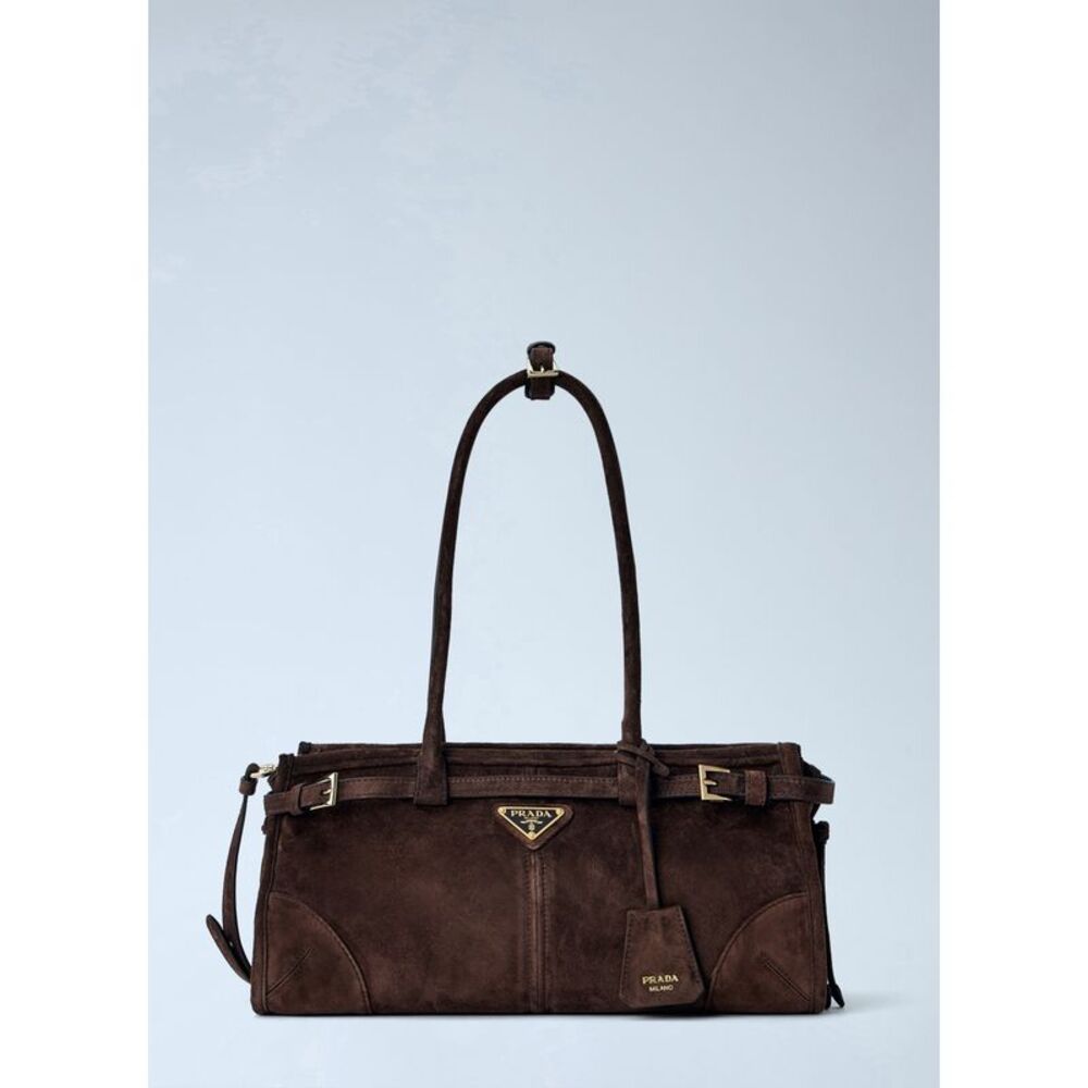 Prada Women Medium Bonnie Suede Leather Handbag